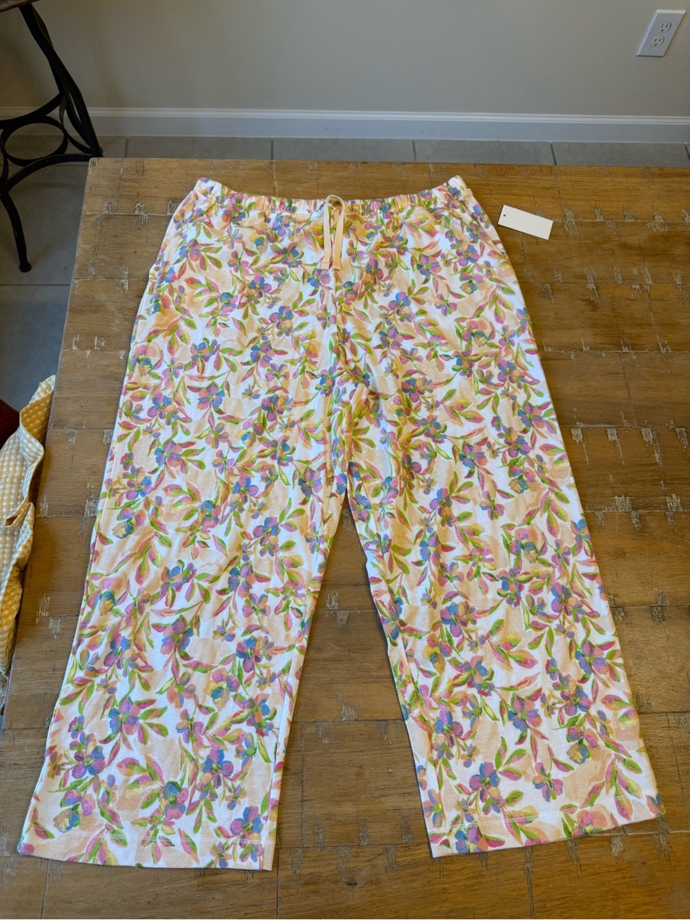 Karen Neuburger Floral Cotton Pajama Set in Pink, Green & Yellow - Picture 9 of 15